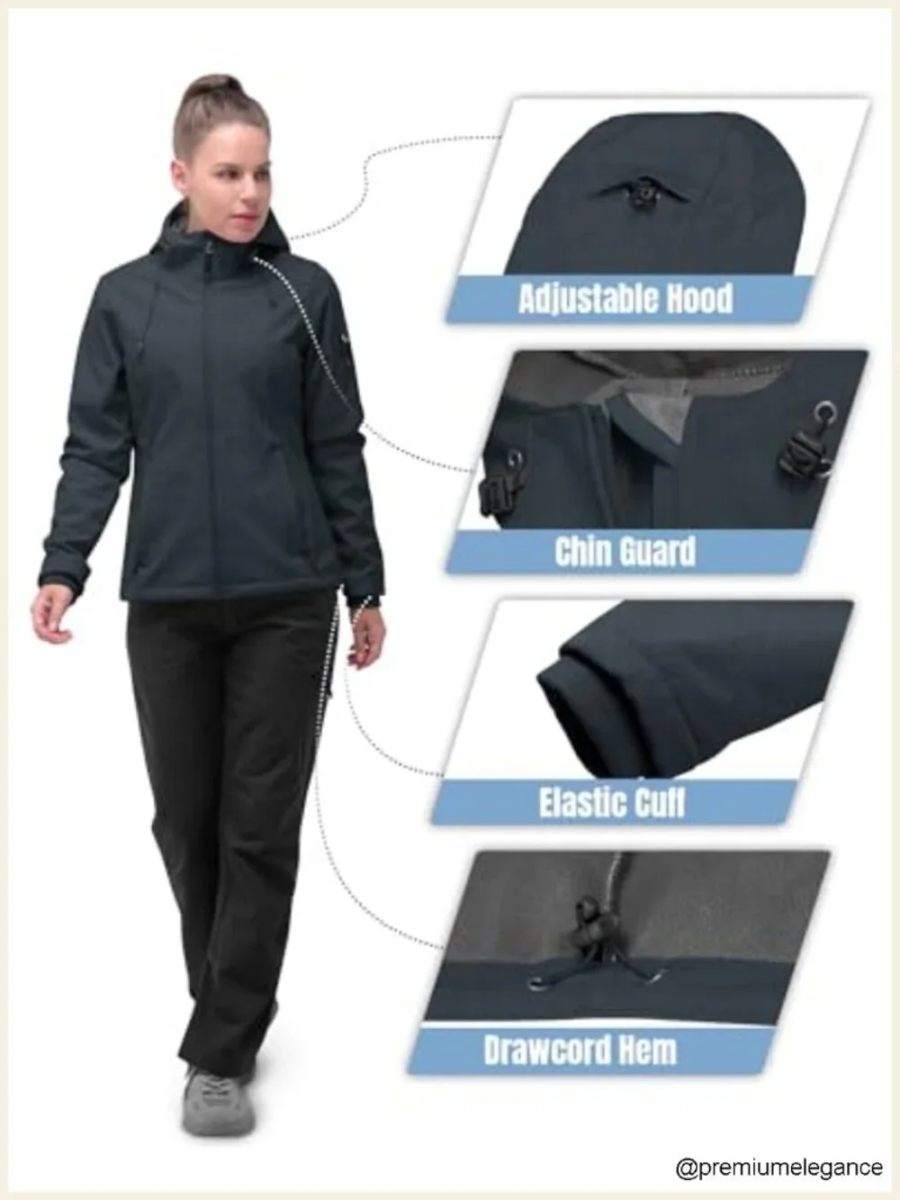 Women's Softshell Jacket Fleece Lined Hooded Windproof Waterproof Outdoor Hiking